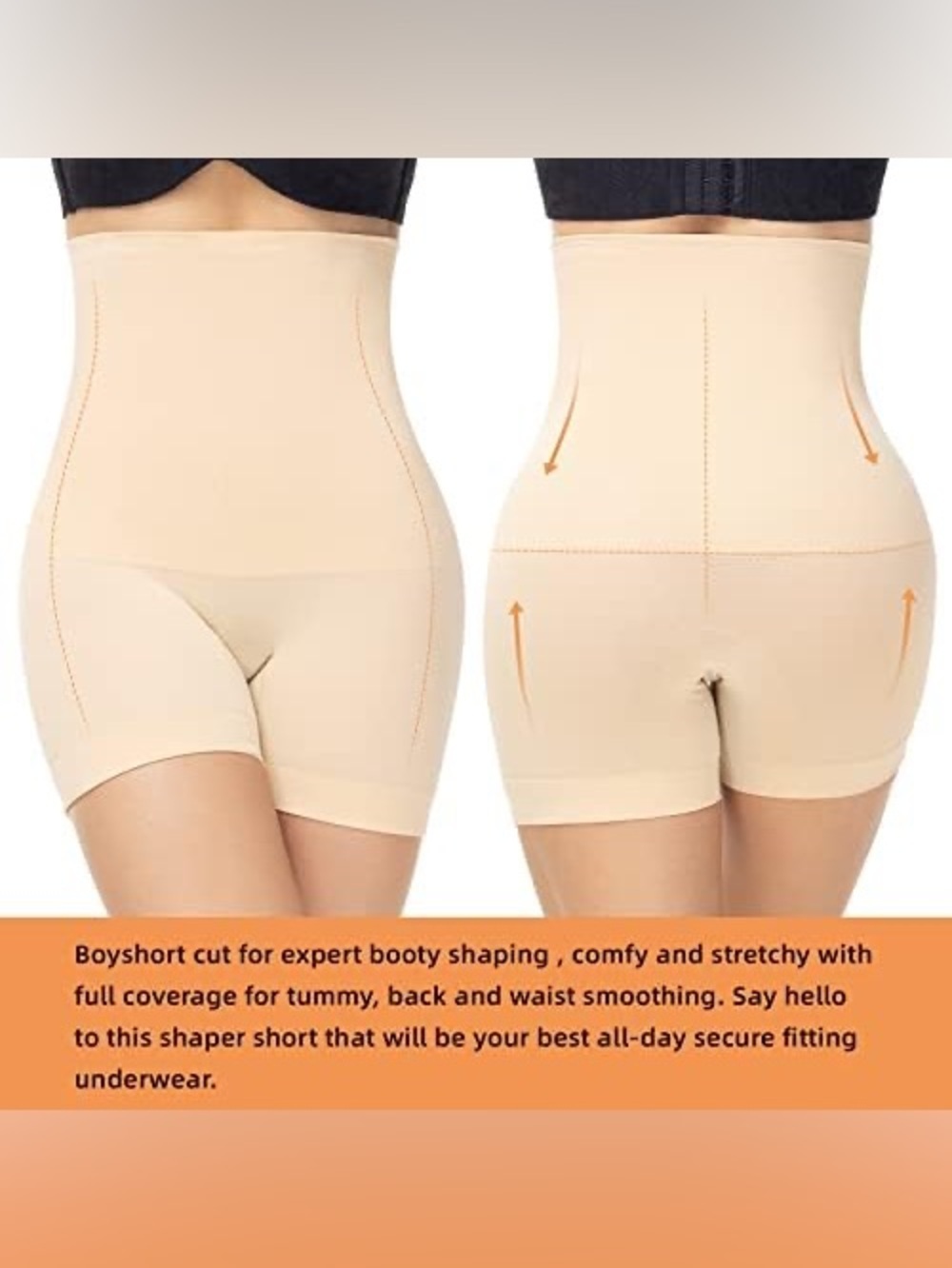NWT- ATTLADY High-Waisted Seamless Shapewear Shorts Nude/Beige